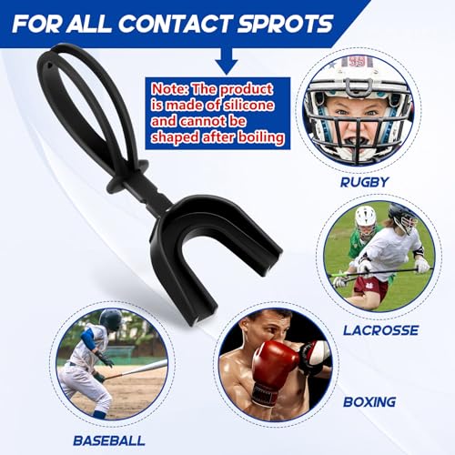 Dunzy Youth Black Football Mouth Guards with Strap - Bulk 80 Pcs for Team Sports