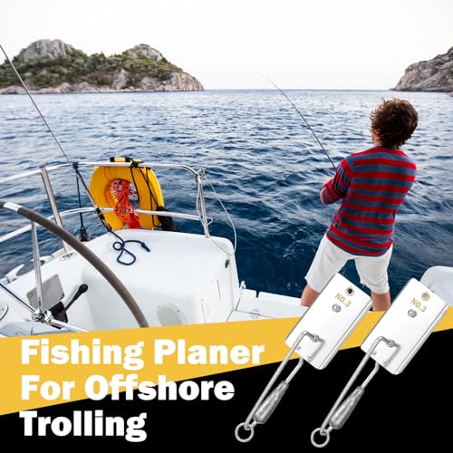 Leinuosen 2 Pcs Fishing Planer Boards for Downrigger - Silver, 5.3 oz