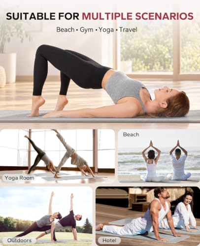 Grey 2 Pack Non Slip Yoga Mat Towels with Grip Dots - 72 x 24 Inches