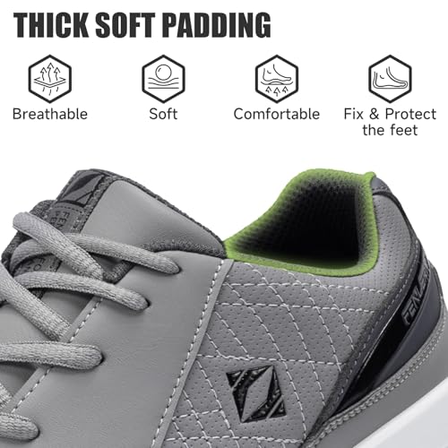 Men's Waterproof Golf Shoes Wide Spiked Non Slip Grey White - FENLERN 10