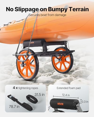 All-Terrain Kayak Cart with 15-Inch No-Flat Rubber Tires - Supports 330lbs