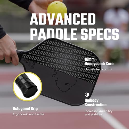 Bison Paddles The Rampage Control Carbon Fiber Pickleball Paddle - Spin & Precision