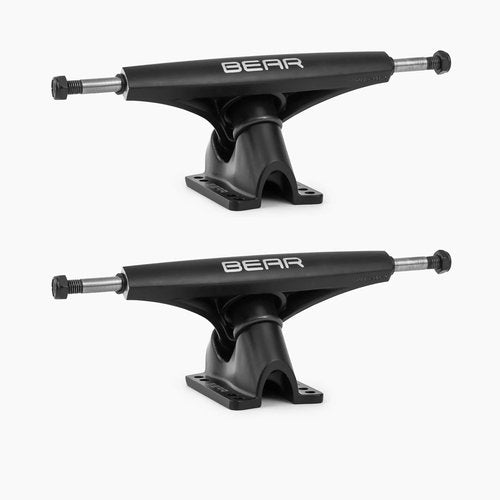 Bear Trucks Gen 6 Grizzly Longboard Trucks, Black, 155mm 50° - 85a Grey Bushing, Black/Grey