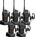 Black 5-Pack Walkie Talkies BF-888S Two-Way Radios Rechargeable Long Range UHF Set with Earpieces