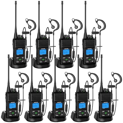SAMCOM 5W Long Range UHF Two-Way Radios 9 Pack for Construction, Security & Industrial Use