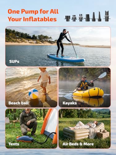 Electric SUP Pump with 78Wh Battery and Rapid Inflation for Paddle Boards & Inflatable Water Sports