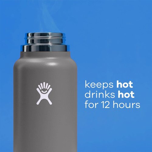 Hydro Flask 32 oz Wide Mouth Water Bottle - Black Straw Lid for Easy Hydration