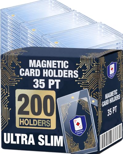 200 Pack Slim Magnetic Card Holders for Trading Cards - 35 PT One Touch Closures