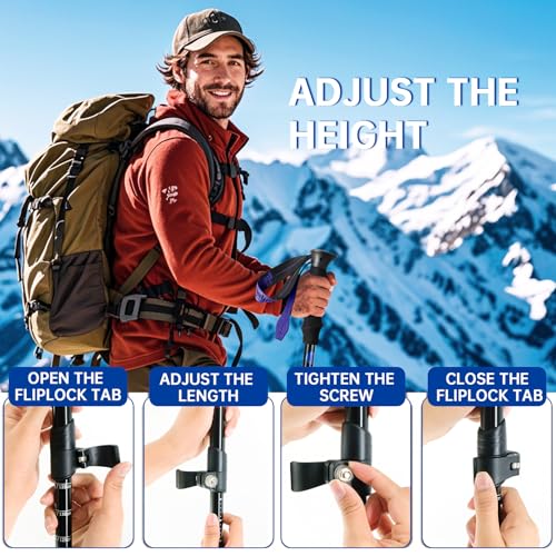 Adjustable Aluminum Collapsible Hiking Poles - Black
