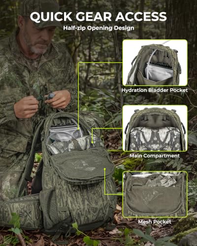 Extremus Timber Hole Hunting Backpack for Men - 3-in-1 Carry System, Weather-Resistant, Large Capacity