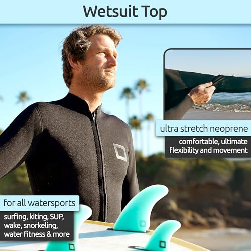 Surf Squared 3mm Men's Wetsuit Top Jacket X-Large - Neoprene Long Sleeve Watersports