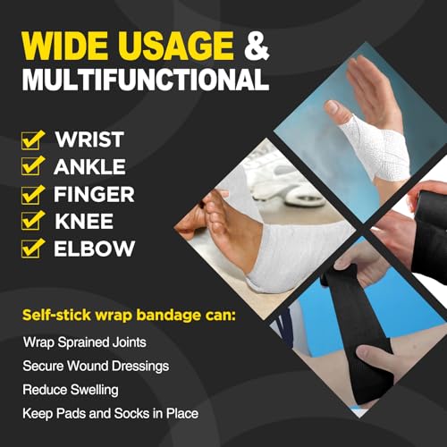 Self Adhesive Bandage Wrap 2 Inch White - Cohesive Elastic Athletic Tape - 12 Rolls