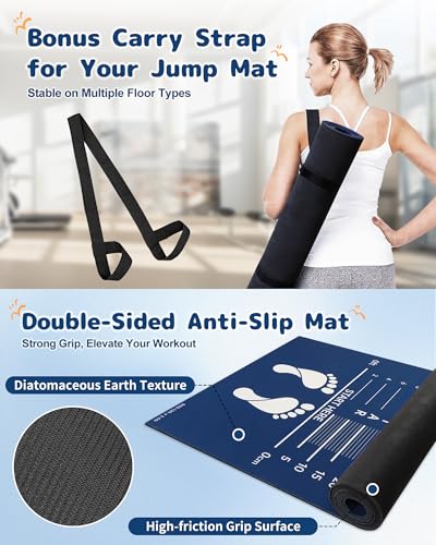 Broad Jump Mat with Feet & CM Marks for Home Exercise & PE Training