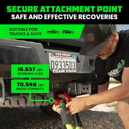 Red Heavy-Duty Shackles 70,548lb Break Strength - Rhino USA Super D Ring 2-Pack