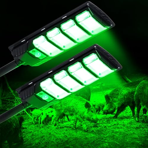 2 Pack Green Hog Hunting Lights - 12000LM Waterproof Night Hunting Lights with Remote & Motion Sensor