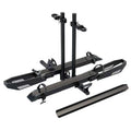 Tekmira Ebike Rack with Ramp, Foldable Bike Rack for Tow Hitch, Heavy Duty Bike Carrier for 2 Fat Tire Bikes with 300LBS Load Capacity - Fits SUV, Truck, Trailer, RV-Gray