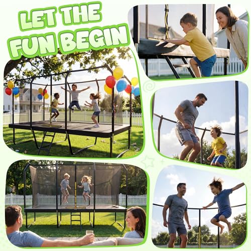 JELENS 8x14FT Rectangle Trampoline for Kids Black Safety Enclosure Net Outdoor