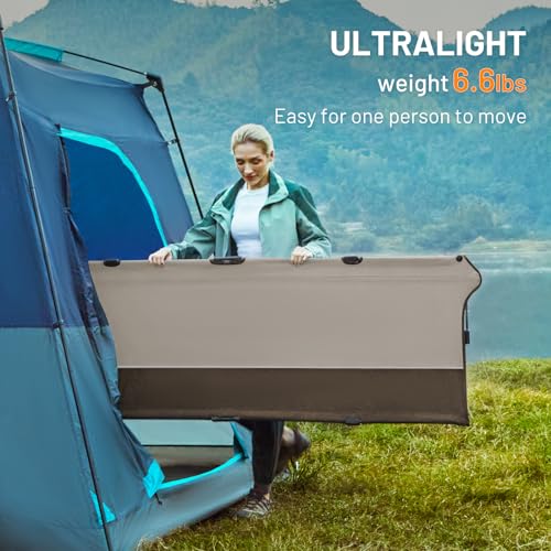 Timber Ridge Tan Aluminum Camping Cot - Lightweight Foldable Bed Support 225lbs