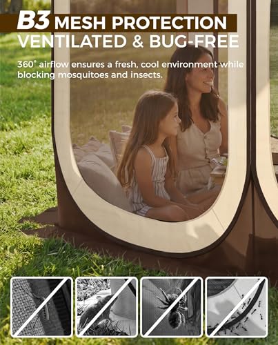 Pop Up House Room Tent Canopy Sun Shade Shelter 10x10 Ft Brown - Portable Outdoor Gazebo