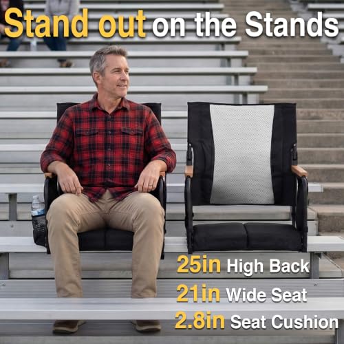 Behairity High Back Stadium Seat with Support & Cushion - Black