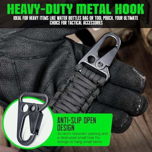 Black 12.6-inch Paracord Handle for MOLLE Water Bottle Holder & Backpack
