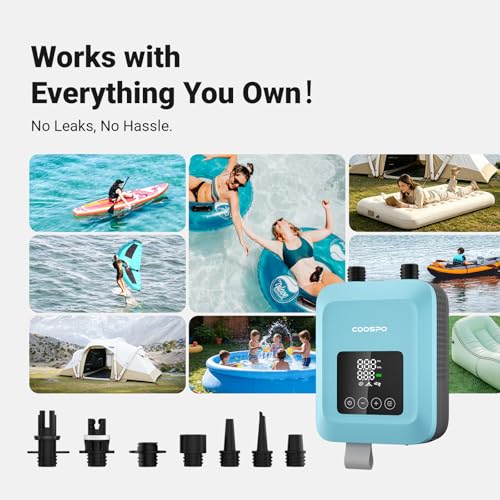 CooSpo Dark Blue Electric SUP Air Pump 20 PSI High Pressure Inflator Rechargeable Battery