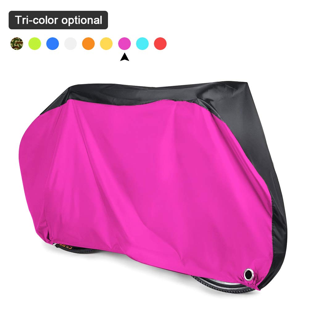 Roctee Bicycle Cover Waterproof Wind Rain Snow Proof Outdoor Mountain Bike Road Travel Bike Cycle Covers With Storage Bag, 78.7''(L) * 27.6''(W) * 43.3''(H) For XL Size (Black & Rose)
