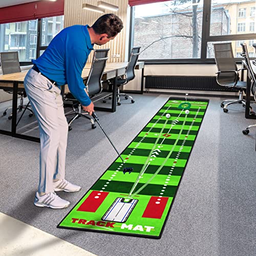 Golf Putting Mat 20" x 10' with Trajectory Tracing & Adjustable Slopes for Indoor & Outdoor Practice