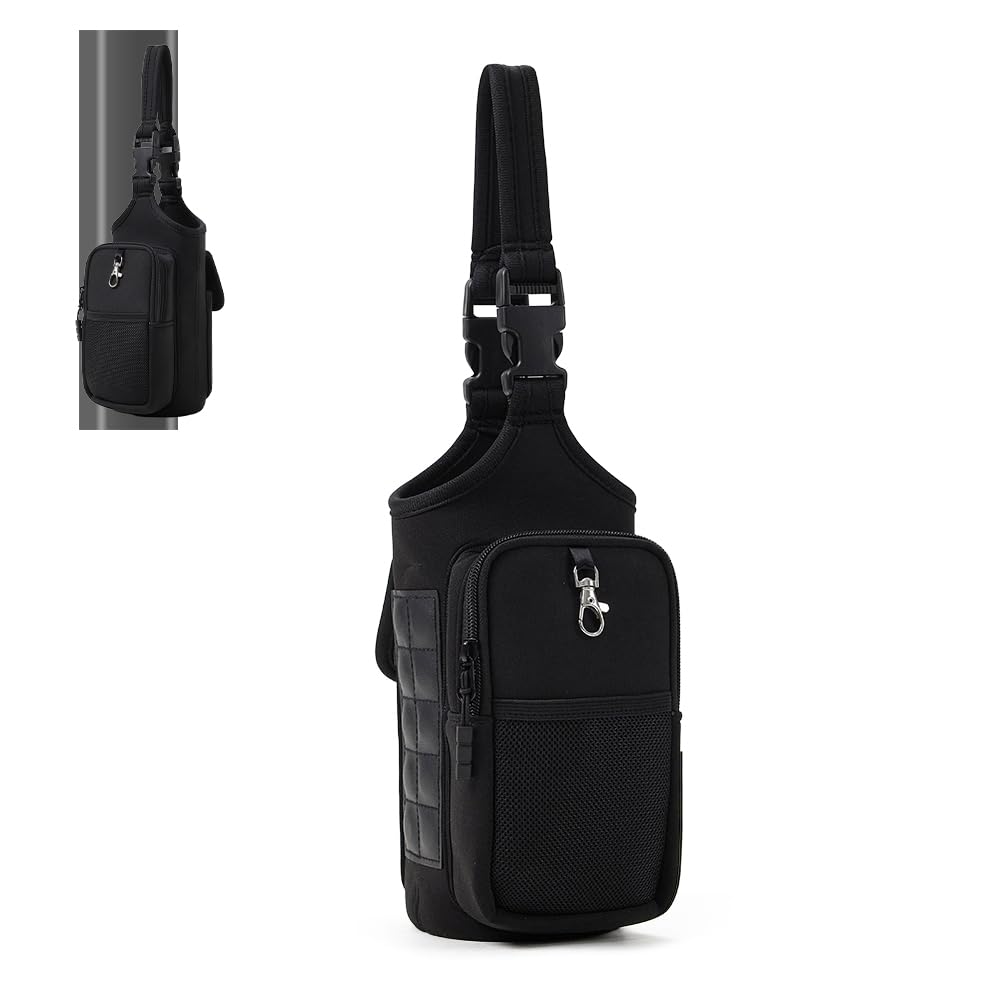 VAKAER Magnetic Gym Bag, Water Bottle Carrier Holder with Phone Pocket & Adjustable Strap,10 Ultra-Strong Magnets Stick to Fitness equipment, Workout Accessories Pouch for Women & Men, Black