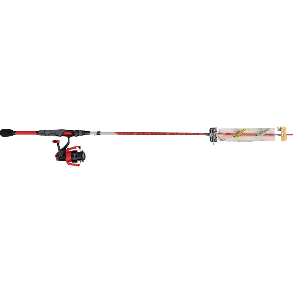 Abu Garcia Max X Spinng Reel and Fishing Rod Combo with Berkley PowerBait Swim Shad Soft Bait Clam, Red, 6'6" - Medium - 1pc
