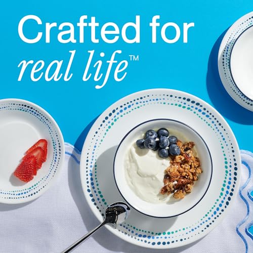 Corelle Ocean Blue 18-Piece Dinnerware Set for 6 - Triple Layer Glass, Chip Resistant