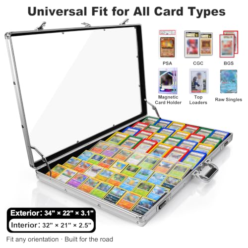 Silver 34x22 Inch Aluminum Trade Show Display Case with Card Risers & Lock