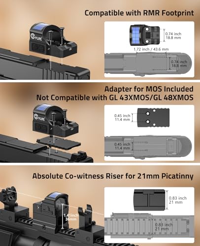 CVLIFE WildHawk X Solar Red/Green Dot Sight for RMR Footprint, 2 & 32 MOA Circles, Auto Brightness, Green Dot Variation