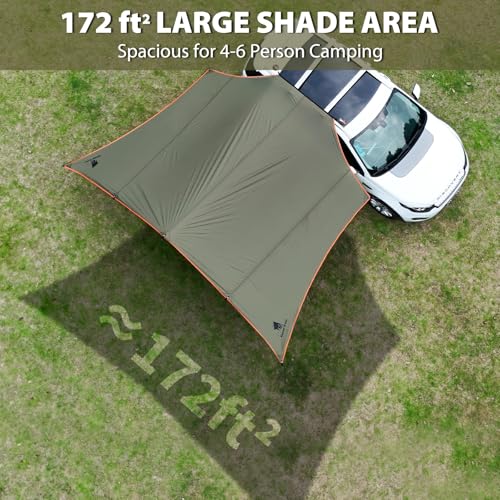GEERTOP Lunar Green Car Side Awning 19 x 11 ft Waterproof Camping Shelter