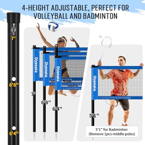 Blue 20ft Outdoor Volleyball & Badminton Net Set for Backyard Beach