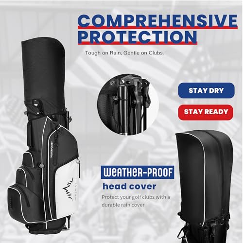 uniHimal 4-Way Golf Stand Bag Waterproof Lightweight with Full-Length Divider