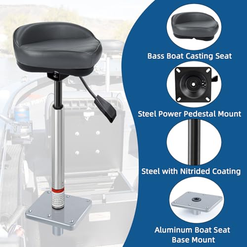 24-30 Inch Grey Pedestal Kit for Bass Boat Casting Seat with Mount