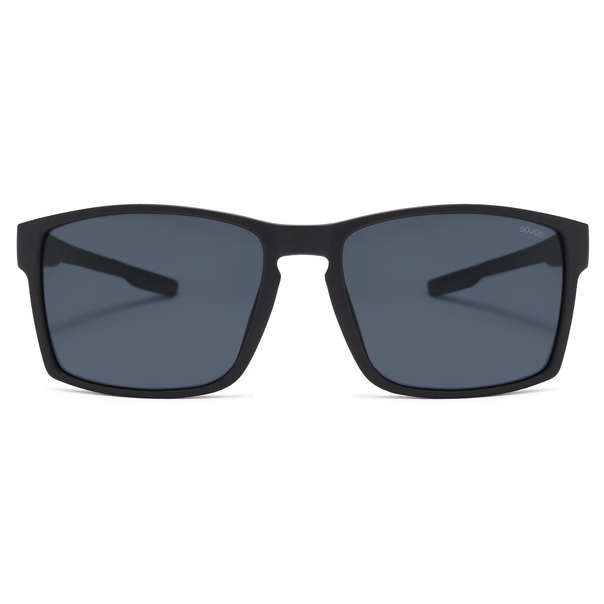 SOJOS Polarized Sunglasses for Driving, Outdoor Sports - Square UV Protection Shades Men Women, Matte Black/Grey