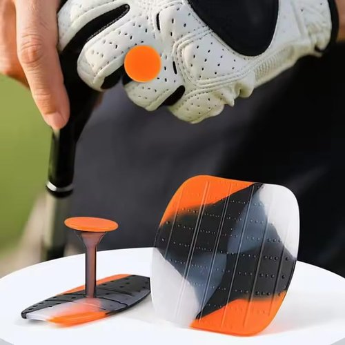 Golf Swing Training Aid-3-in-1 Golf Training Aid kit Including Golf Swing Trainer Ball, 60Pcs Impact Tape and 2Pcs T-Grips Corrector | Improve Golf Practice, Grip & Impact Precision (Orange)