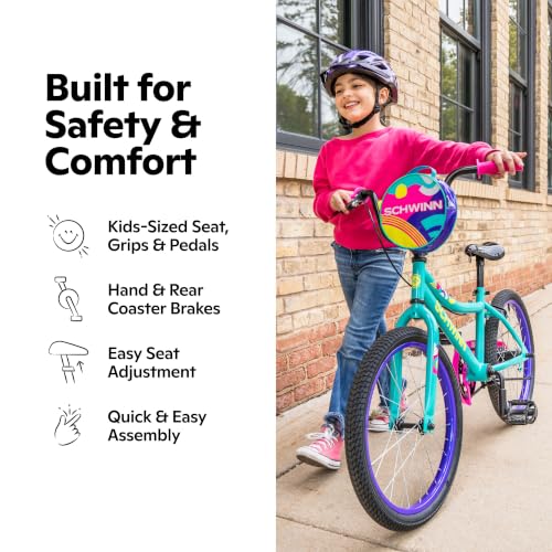 20-Inch Kids Bike with Training Wheels for Ages 3-5 - Schwinn Elm