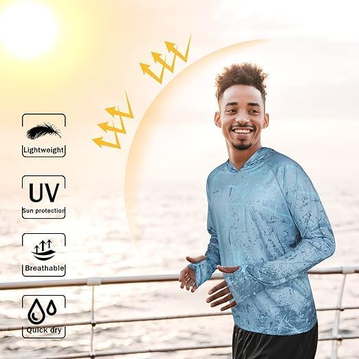 Skiennix Men's Sun Protection Hoodie - UPF 50+ Long Sleeve SPF Shirt for Fishing & Hiking | Lightweight