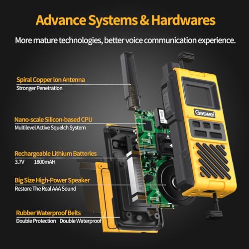 Gaswei G1pro Walkie Talkies 6 Pack Long Range Waterproof 22 Channels IP67