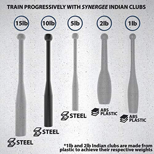 Synergee 10lb Indian Clubs Pair for Strength & Fitness - Model D
