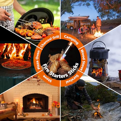 USKICH 500PCS Natural Fire Starters for Campfires, Fireplace, Grill & BBQ - Odorless, Weather-Resistant, Long Burn Time