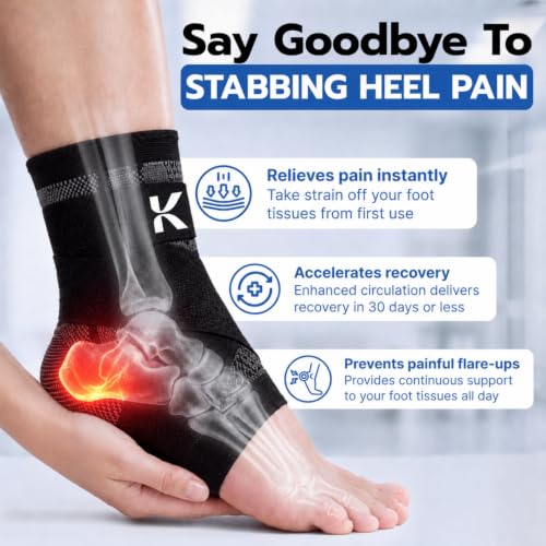 X-Large Ankle Compression Sleeve & Brace for Plantar Fasciitis Relief - Black