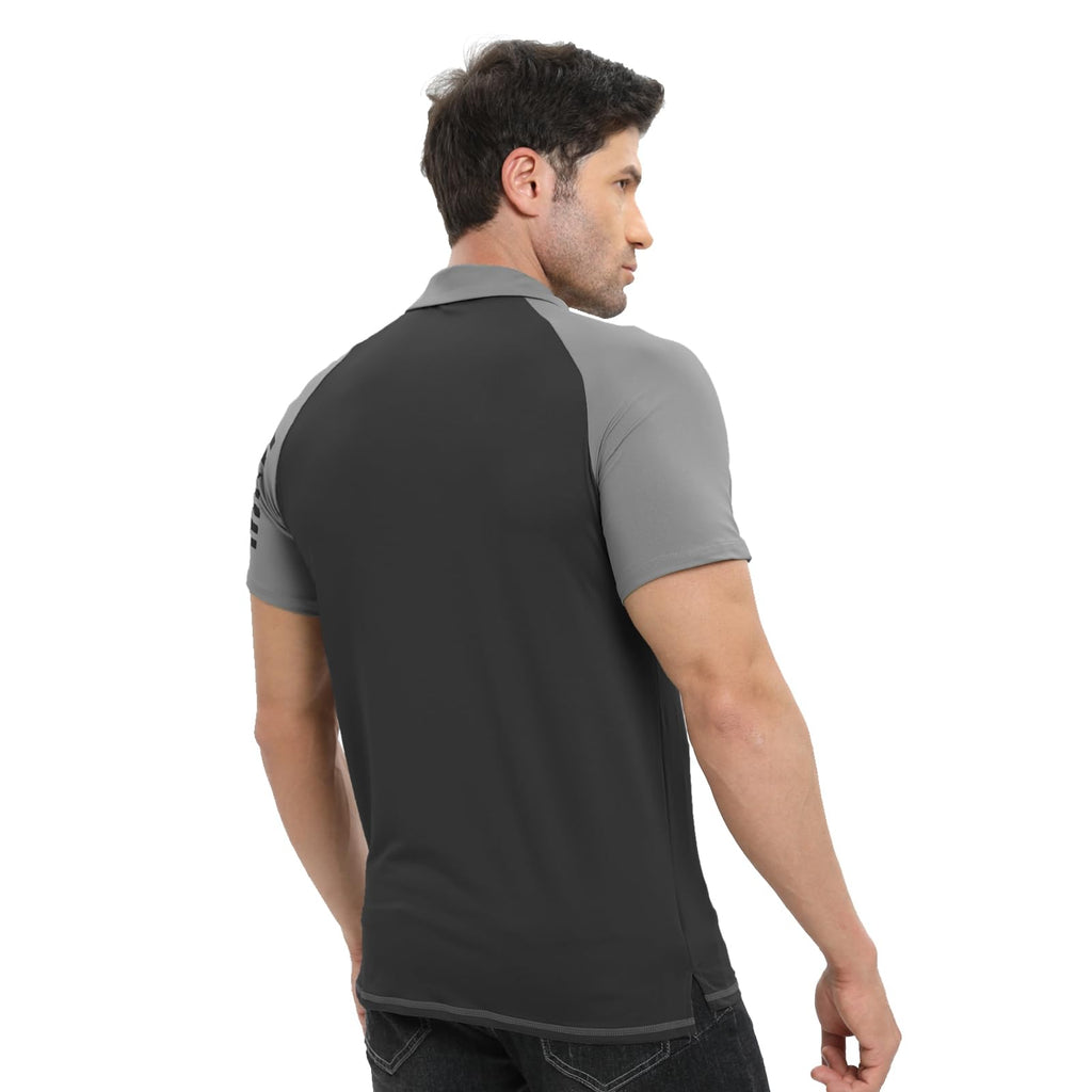 H HYFOL Short Sleeve Polo Shirts for Men Stretch Raglan Golf Polos for Men(Dark Grey,XL)