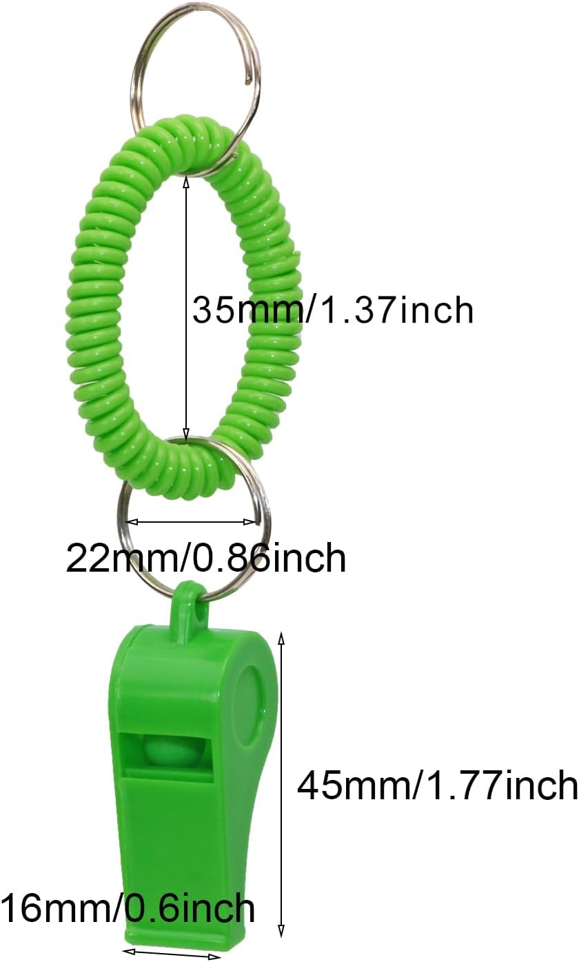 PENTA ANGEL Sport Whistle - Loud & Clear Plastic Whistles with Stretchable Wrist Keychain | 6-Pack