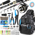 Fishing Backpack with Rod and Reel Combo, Waterproof Tackle Storage, Pliers & Accessories