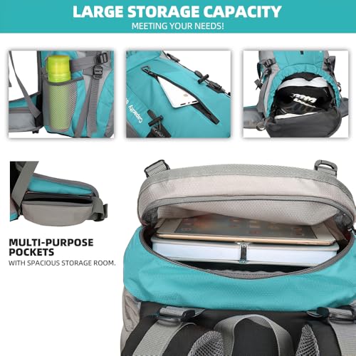 70L Waterproof Hiking Backpack with Rain Cover - Blue Variation