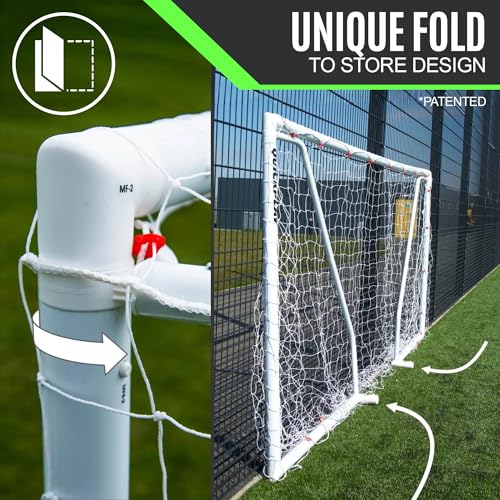QUICKPLAY Q-FOLD Match 8x5' Portable Soccer Goal - 30-Second Foldable Design, Weatherproof for Backyard Training, Adults & Kids